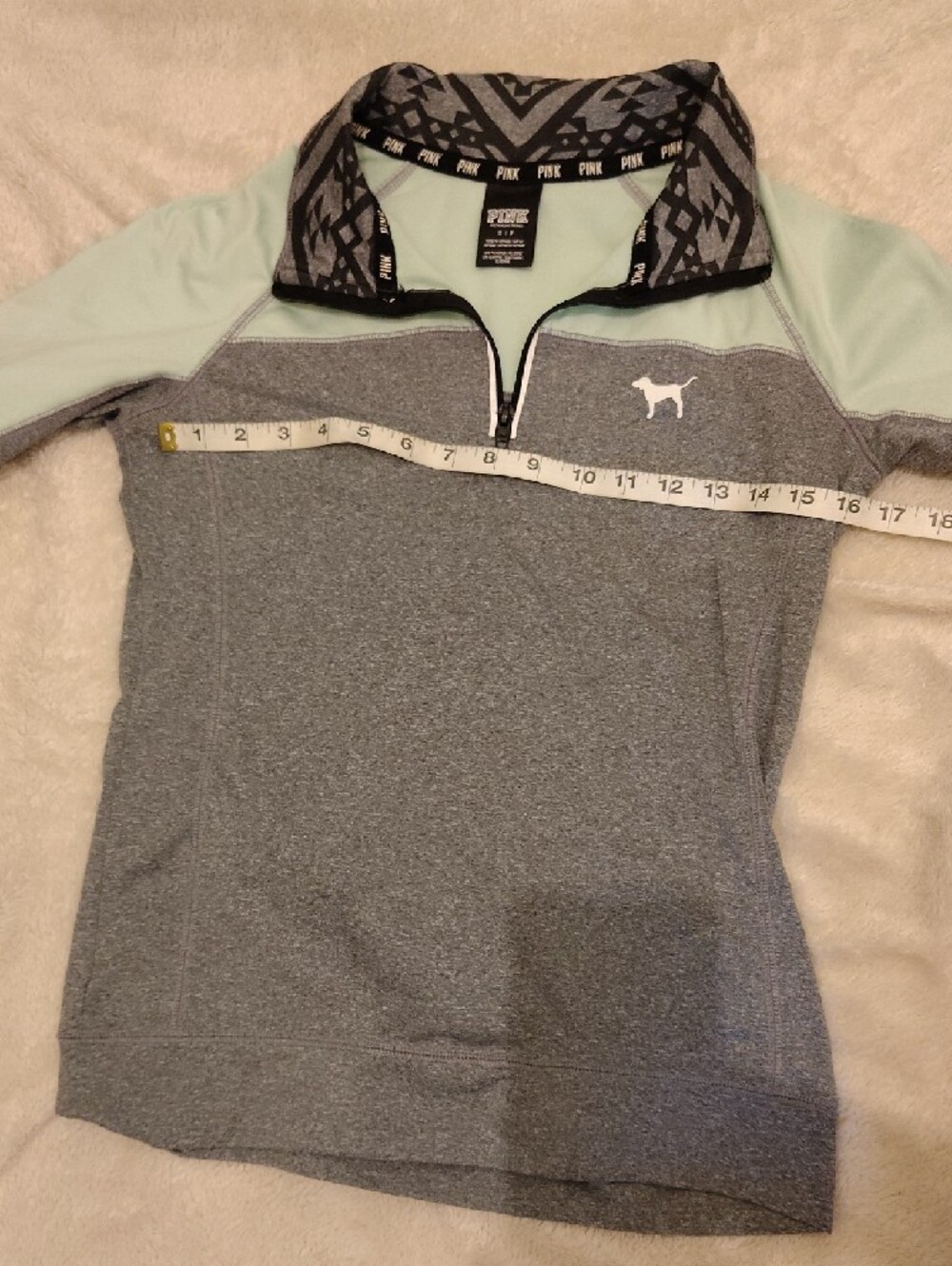 Victoria's Secret PINK Light Mint and Heather Gray Pullover - Picture 4 of 5